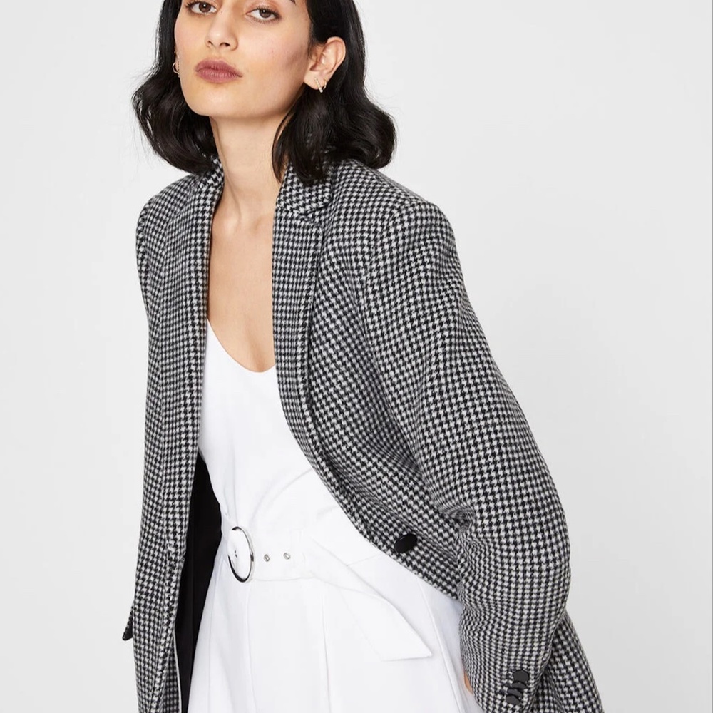 Slim Tailored Coat - Brand New - NEVER WORN - Black & White Houndstooth - Picture 5 of 7
